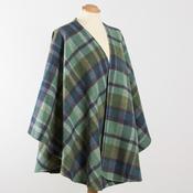 Lambswool Cape Green Mix with Blue Tartan