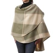 Lambswool Cape Green and Cream Check
