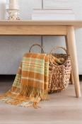Merino Lambswool Blanket Orange Rust Plaid image