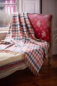 Lambswool Throw Grey Peach Rust Blue Green Check image
