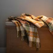 Lambswool Throw Cream Rust Mustard Green Plaid image