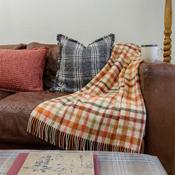 Lambswool Throw Beige Green Rust Maroon Check