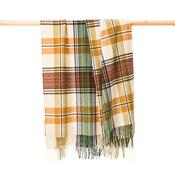 Lambswool Throw Cream Rust Mustard Green Plaid image