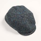 Eight Piece Newsboy Cap Blue Green Donegal Herringbone image
