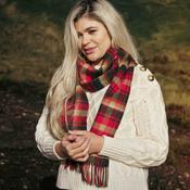 Irish Wool Scarf Long Red Green Check image