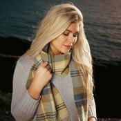 Irish Wool Scarf Long Citrus Blue Brown Plaid image