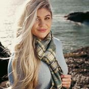 Irish Wool Scarf Long Yellow Green Mix Check image