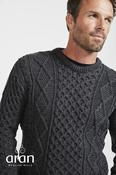 Éireann Unisex Traditional Aran Supersoft Sweater - Slate Grey