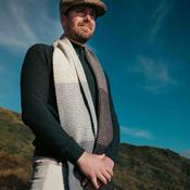 Irish Cashmere Merino Scarf Grey to Blue Mixed Plaid image