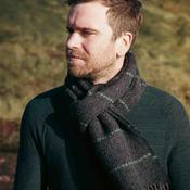 Irish Cashmere Merino Scarf Green with Beige Green Windowpane image