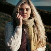 Irish Cashmere Merino Scarf Gold to Mustard Mixed Plaid image