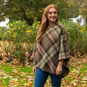 Lambswool Cape Green Beige Brown Purple Check image
