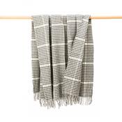 Merino Wool Cashmere Throw Grey White Herringbone Check image