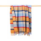 Merino Wool Cashmere Throw Orange Blue Silver Red Check image
