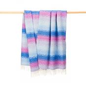Merino Wool Cashmere Throw Blue Lavender Purple Diffused Stripe Textured Twill image