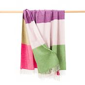 Merino Lambswool Blanket Pink Green Purple Herringbone Stripe image