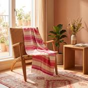 Merino Lambswool Blanket Pink Orange White Stripe image