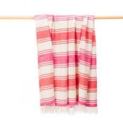 Merino Lambswool Blanket Pink Orange White Stripe image