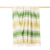 Merino Lambswool Blanket Lime Green White Stripe image