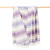 Merino Lambswool Blanket Lilac Purple White Stripe image