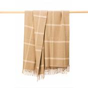 Wool Angora Throw Camel Cream Windowpane Check image