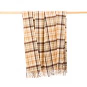 Lambswool Throw Camel Silver Grey Cream Brown Check image
