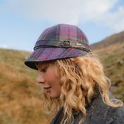 Irish Ladies Tweed Hat Purple Green Plaid image