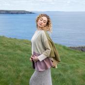 Lambswool Cape Heather Cygnet Moss Beige Block