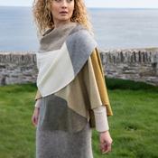 Lambswool Cape Mustard White Cream Grey Block