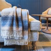 Merino Wool Cashmere Throw Camel Grey Brown Stone Diffused Stripe Textured Twill image