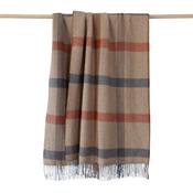 Merino Wool Cashmere Throw Camel Rust Brown Grey Check Herringbone image