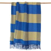 Merino Wool Cashmere Throw Blue Yellow Block Check image
