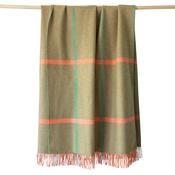 Merino Lambswool Blanket Green Orange Sage Windowpane Check image