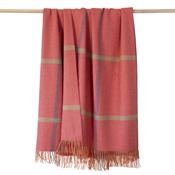 Merino Lambswool Blanket Sunset Pink Soft Green Grey Windowpane Check
