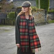 Irish Wool Scarf Long Rust Orange Green Charcoal Check