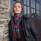 Irish Wool Scarf Long Pink Teal Green Navy Check