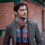 Irish Wool Scarf Short Rust Orange Blue Green Check image