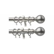 Eclipse 35mm Brushed Steel Ball End Smooth Reeded Pole Set