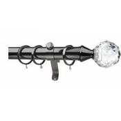 Vogue 50mm Black Nickel Smooth Reeded Pole Collection Complete Set Crystina End