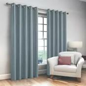 Basketweave Blue Blackout Eyelet Curtains image