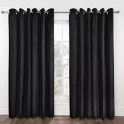 Midnight Velvet Thermal Blackout Eyelet Curtains - Black image
