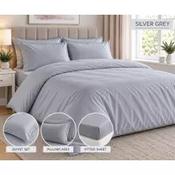 Microfibre Complete Set Grey Silver, Duvet Cover, Fitted Sheet, Pillowcases image