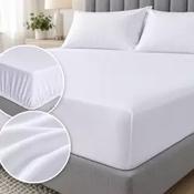 Microfibre Fitted Sheet White image