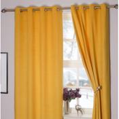 Plush Ochre Eyelet Curtains image