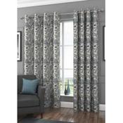 Jacobean Teal Eyelet Curtains