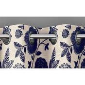 Jacobean Navy Eyelet Curtains