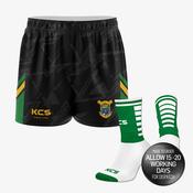 Finuge GAA Black / Green / Gold Training Shorts &amp; Socks image