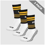 Castletown Geoghegan Camogie Club Pack of 3 KCS SideStepz Grip Socks - White / Black / Gold
