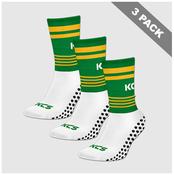 Tubberclair GAA Pack of 3 KCS SideStepz Grip Socks - White / Green / Gold