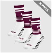 Daingean GAA Pack of 3 KCS SideStepz Grip Socks - White / Maroon